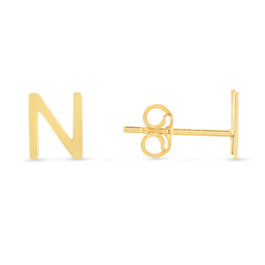 Royal Chain 14K Gold Initial N Stud Earring ERN11192