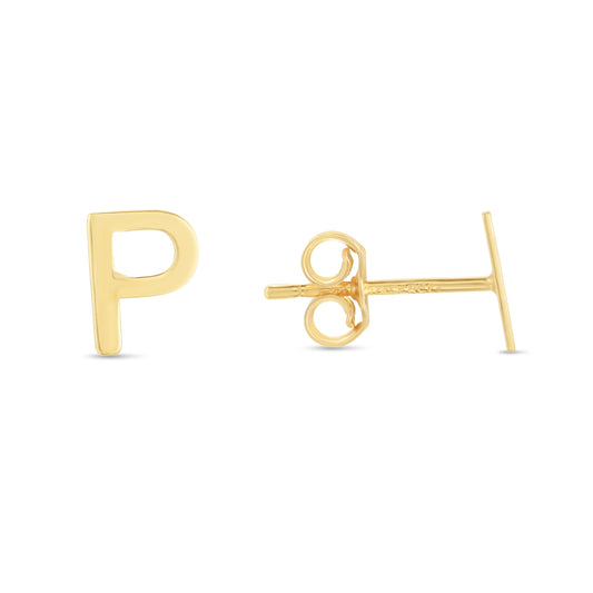 Royal Chain 14K Gold Initial P Stud Earring ERP11192
