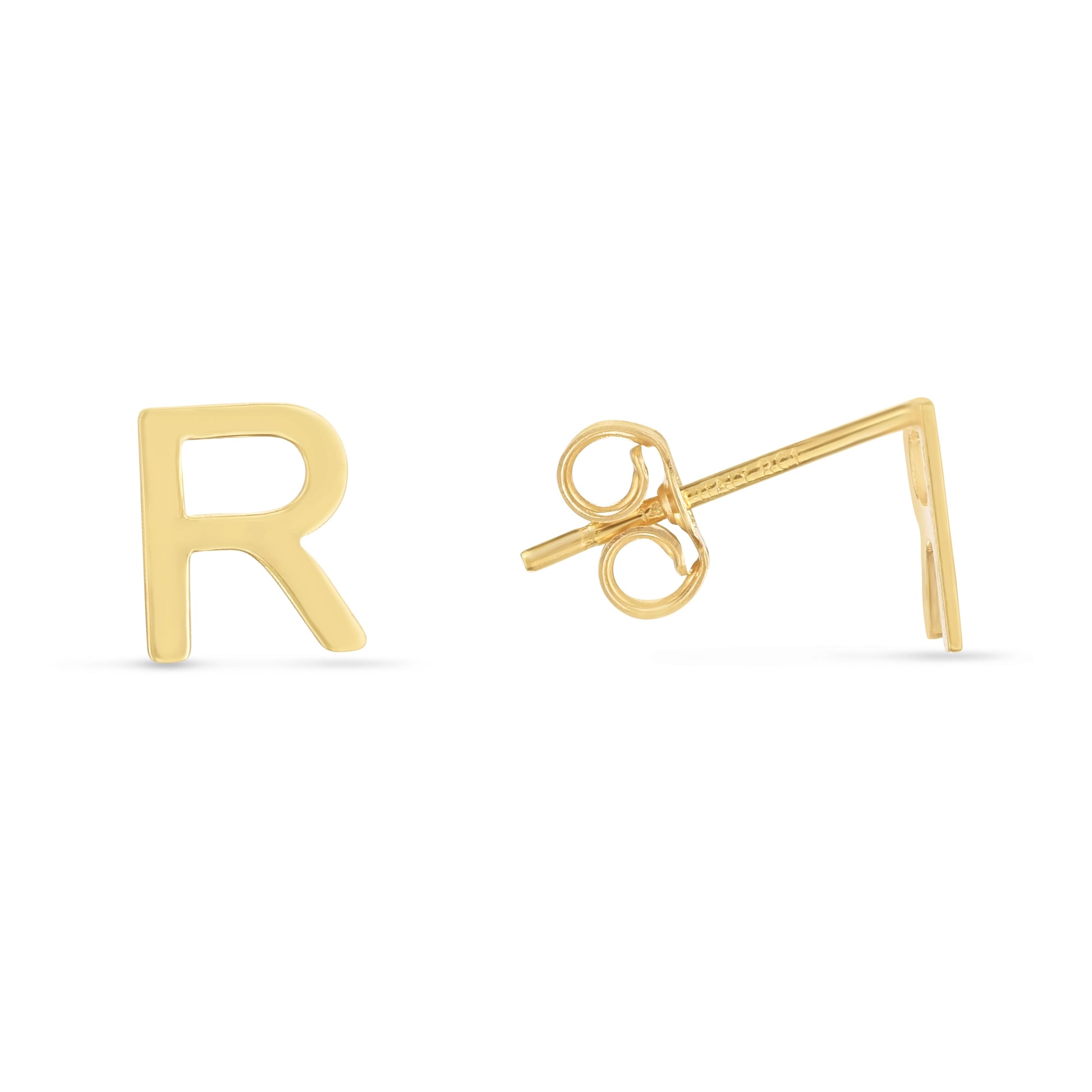Royal Chain 14K Gold Initial R Stud Earring ERR11192