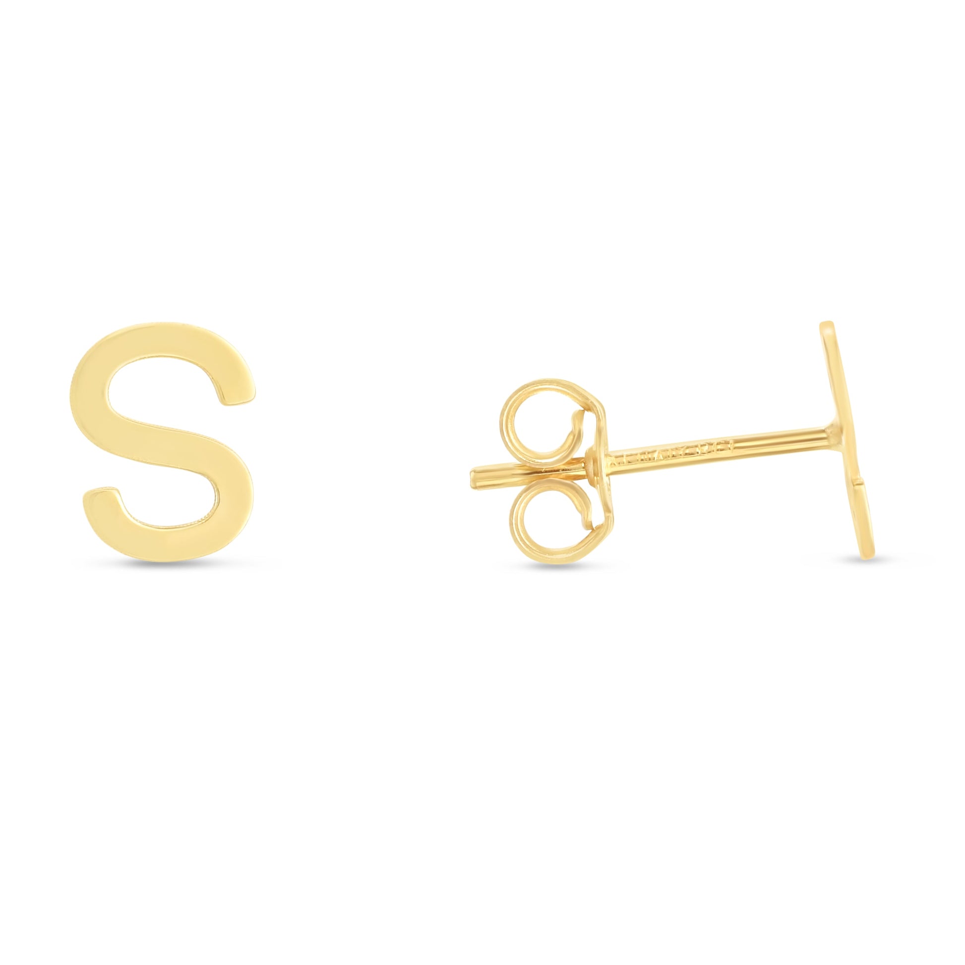 Royal Chain 14K Gold Initial S Stud Earring ERS11192