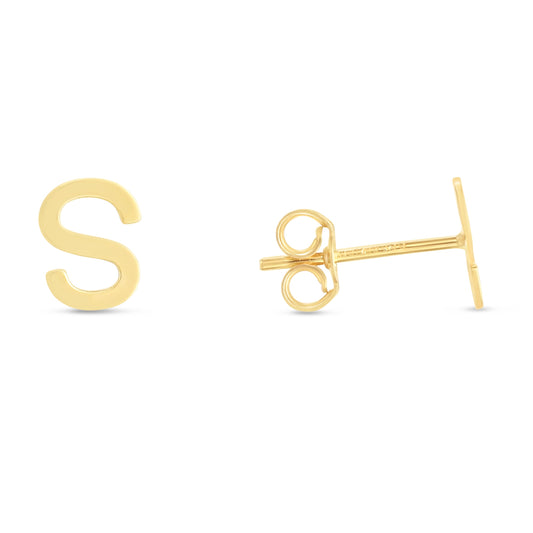 Royal Chain 14K Gold Initial S Stud Earring ERS11192