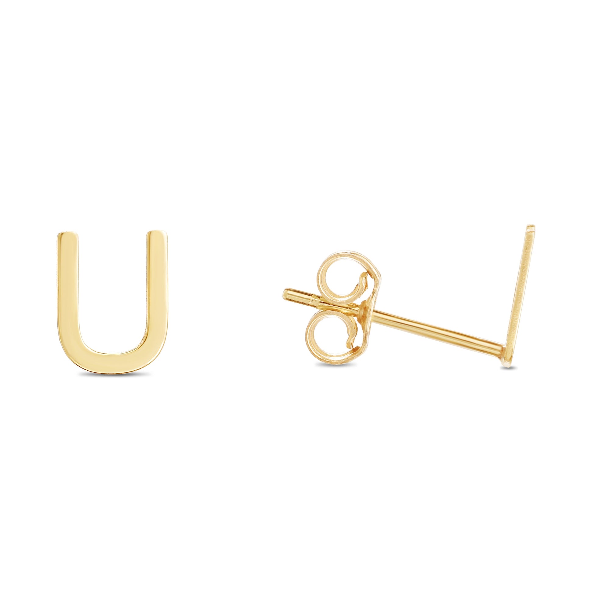Royal Chain 14K Gold Initial U Stud Earring ERU11192