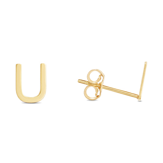 Royal Chain 14K Gold Initial U Stud Earring ERU11192