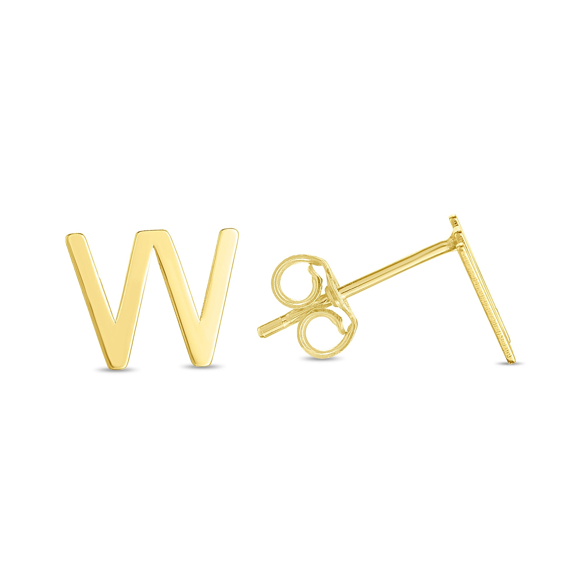 Royal Chain 14K Gold Initial W Stud Earring ERW11192