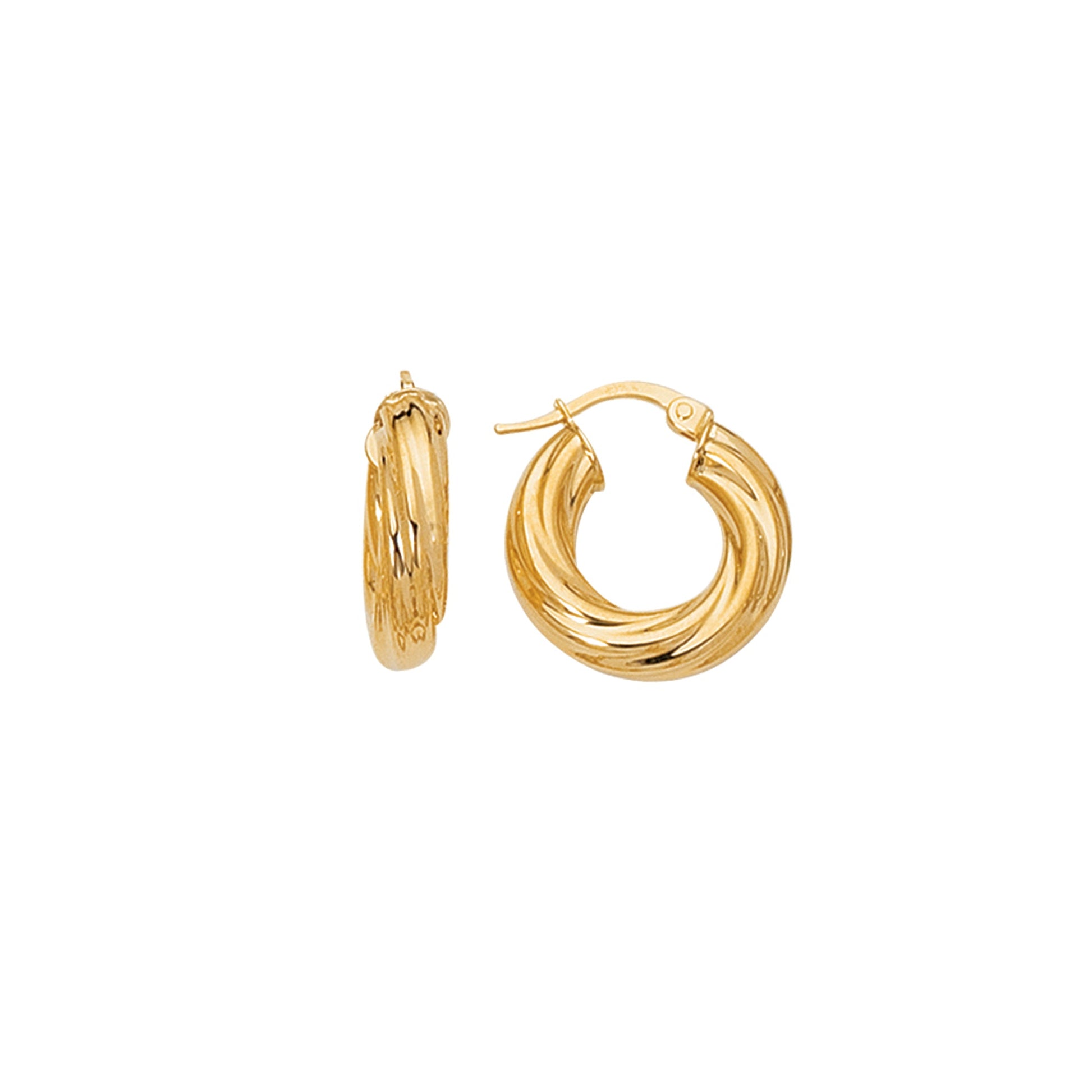 Royal Chain 14K Gold Chubby Round Twist Hoop Earring IT664