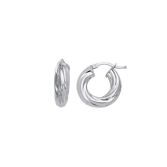 Royal Chain 14K Gold Chubby Round Twist Hoop Earring IT664