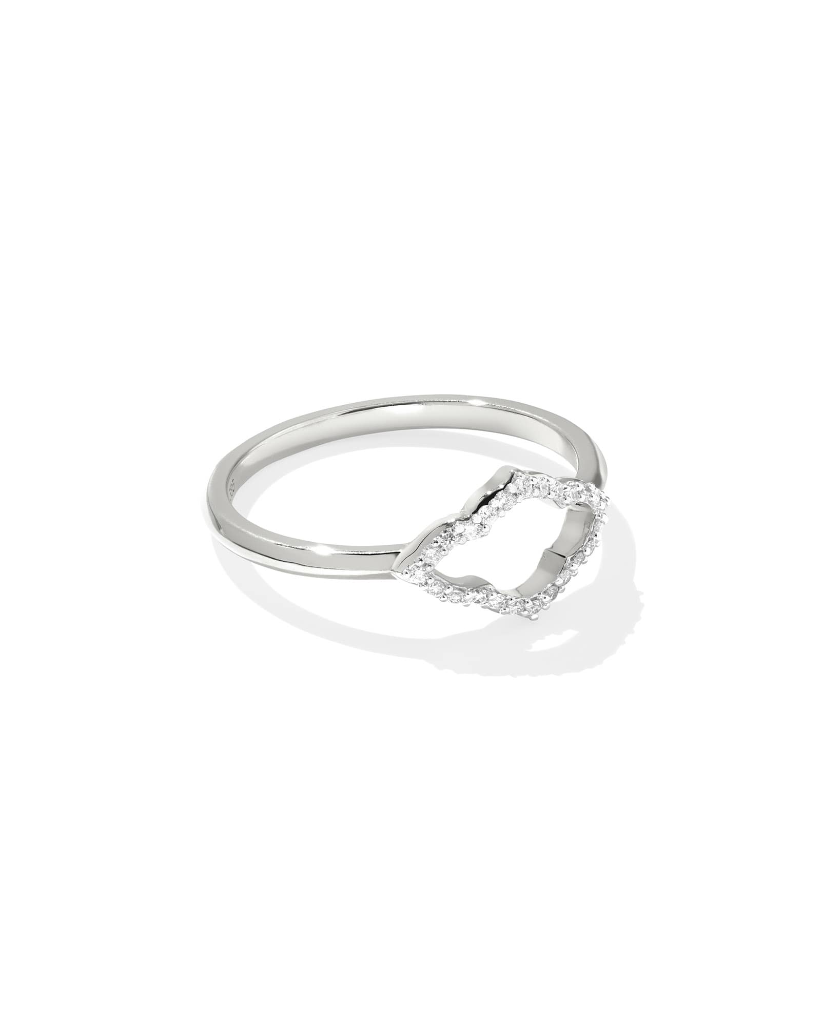 Abbie 14k White Gold Pave Open Frame Band Ring 196088664248