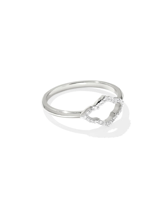 Abbie 14k White Gold Pave Open Frame Band Ring 196088664248
