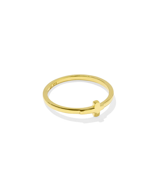 Cross Inline Band Ring in 18k Gold and Silver Vermeil