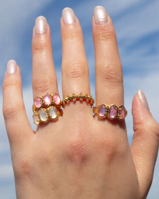 Daphne Gold Band Ring in Ivory Mother-of-Pearl 196088643380