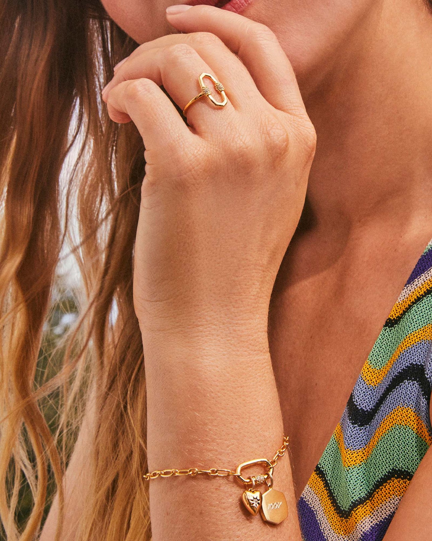Davis Small Charm in Sterling Silver & 18k Gold Vermeil