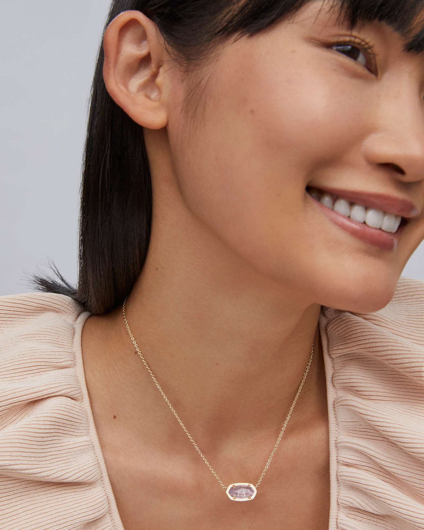 Elisa Gold Pendant Necklace in Amethyst