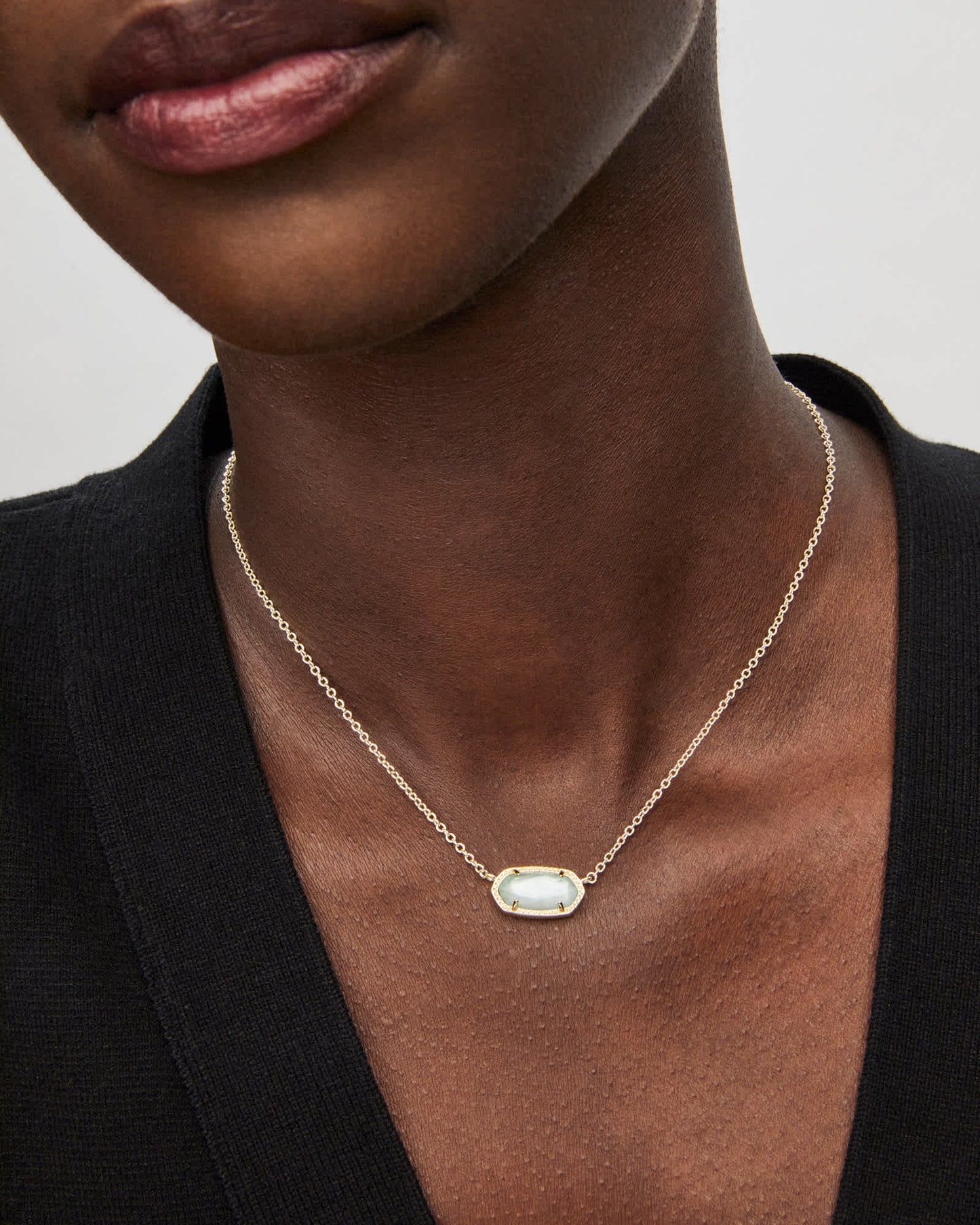 Elisa Gold Pendant Necklace in Light Blue Illusion
