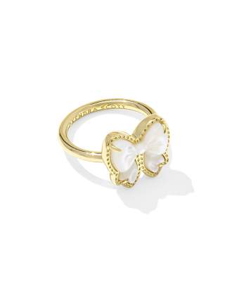 Haley Bow Gold Band Ring 196088873374