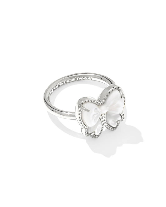 Haley Bow Silver Band Ring 196088876474