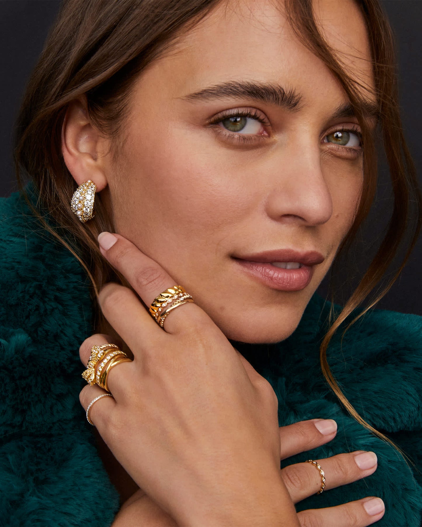 Krista Silver & Gold Bow Cocktail Ring in White Mix