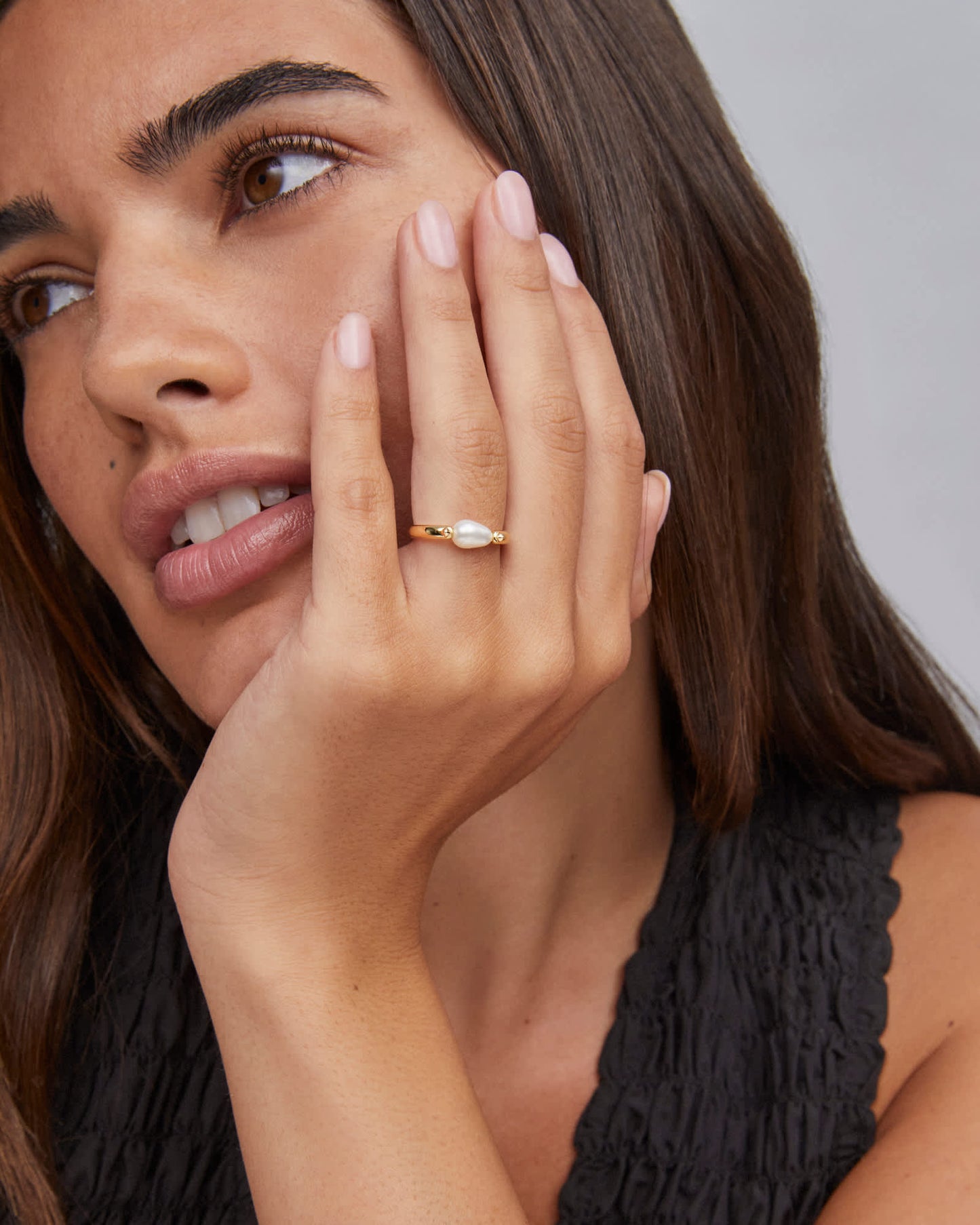Leighton Gold & Silver Pearl Band Ring in Freshwater Cultured Pearl