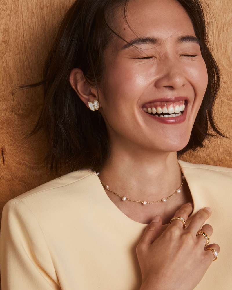 Leighton Gold Pearl Strand Necklace in Freshwater Cultured Pearl
