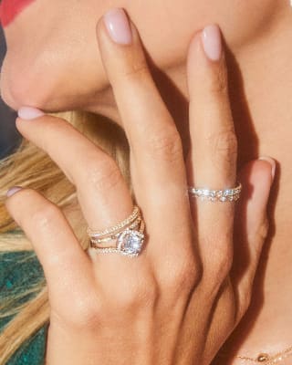 Remi 14k Yellow Gold Band Ring In White Diamonds 842177027622