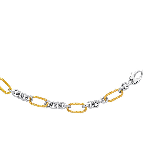 Royal Chain 14K Two-tone Gold Alternating Twisted Elongated Oval Rope Link Chain LK145