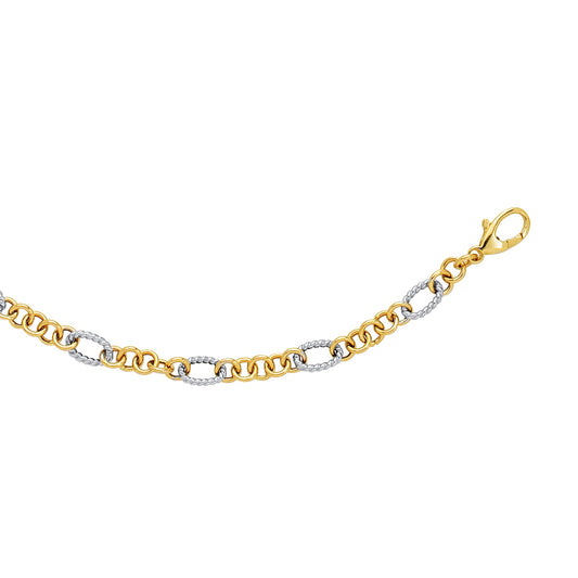Royal Chain 14K Two-tone Gold Alternating Twisted Oval Rope Link Chain LK181
