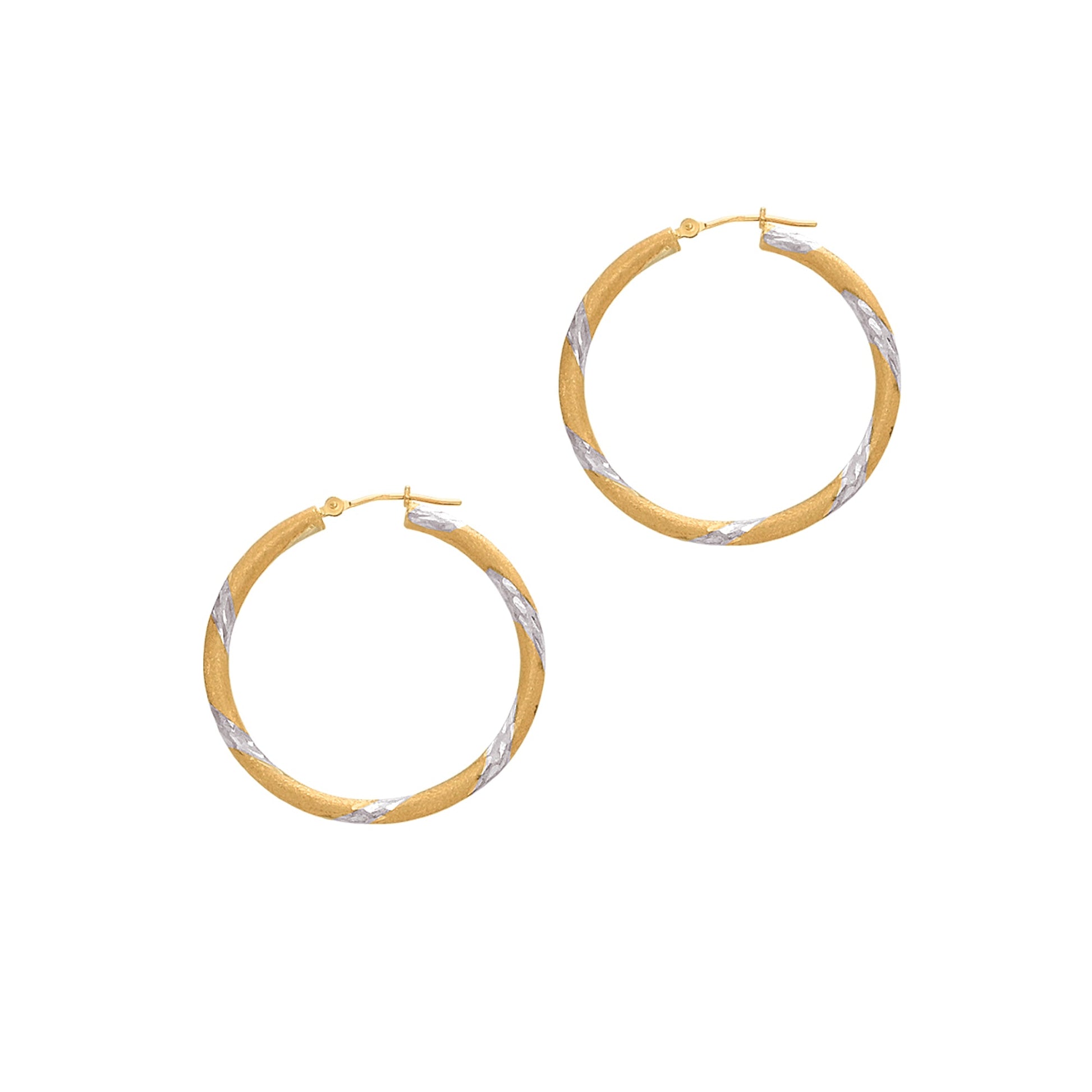 Royal Chain 14K Gold 3x30mm Hoop Earring LT259
