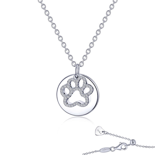 Lafonn Paw Print Disc Necklace