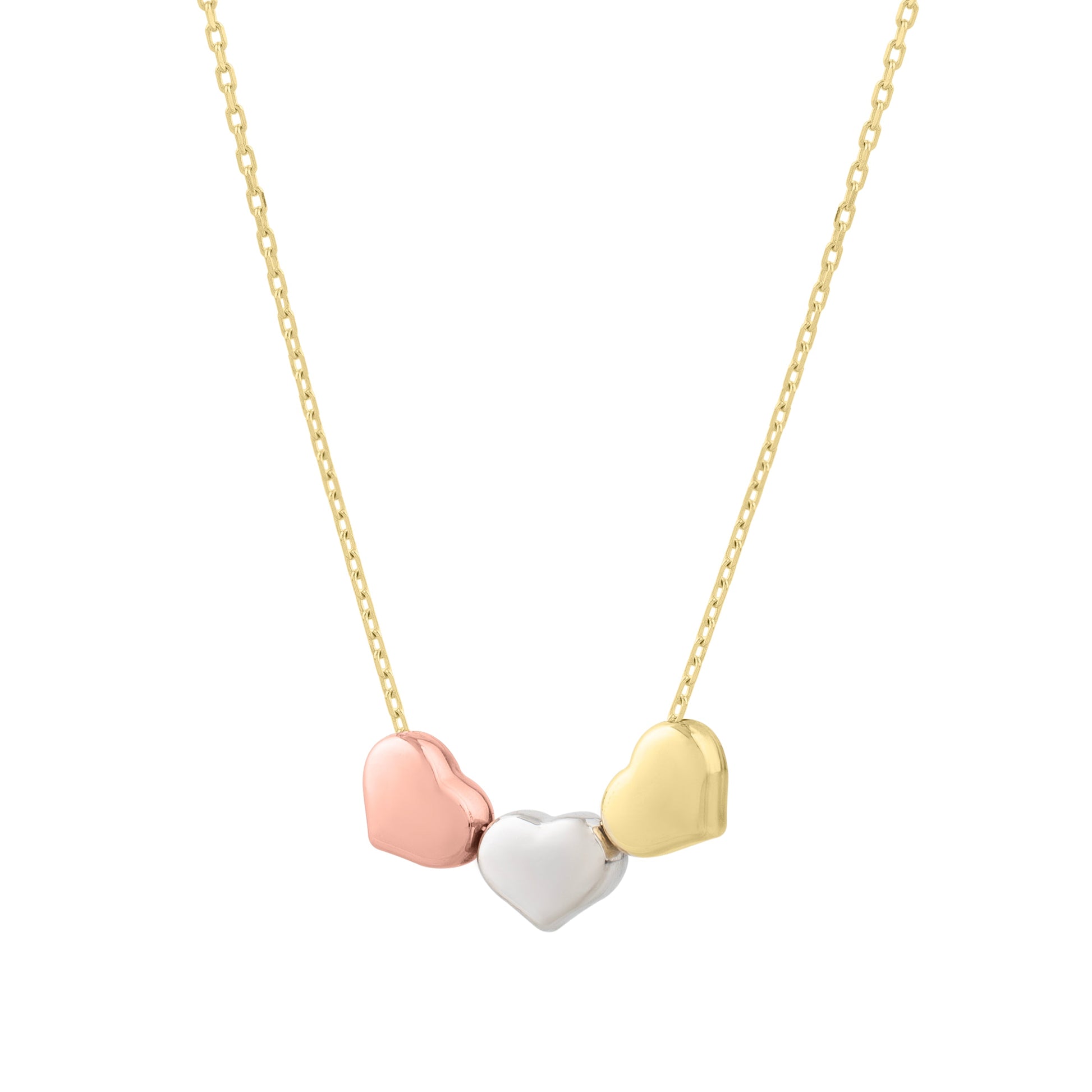 Royal Chain 14K Gold Tri-Color Triple Heart Necklace MC17097