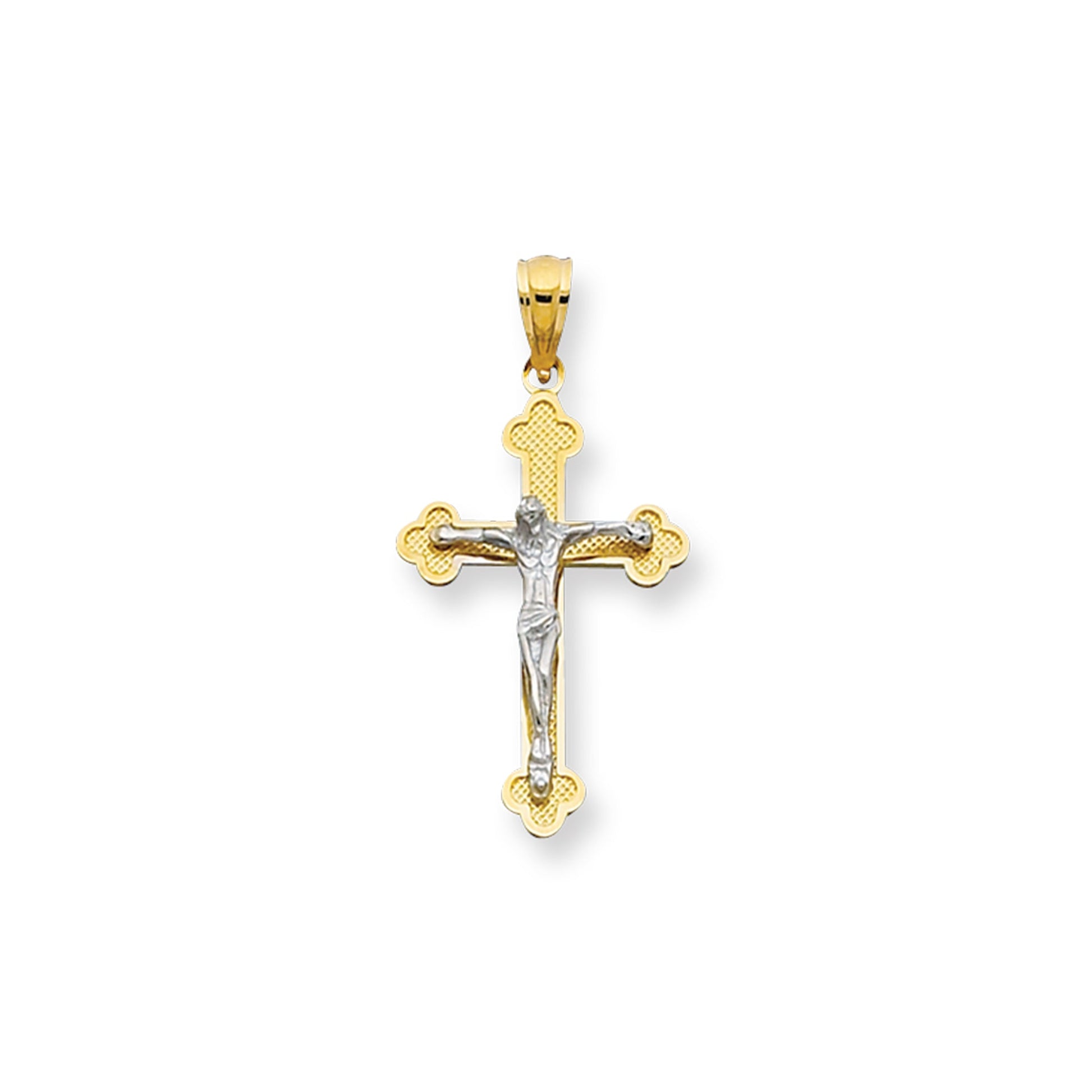 Royal Chain 14K Gold Small Scalloped Edge Crucifix Cross MD190