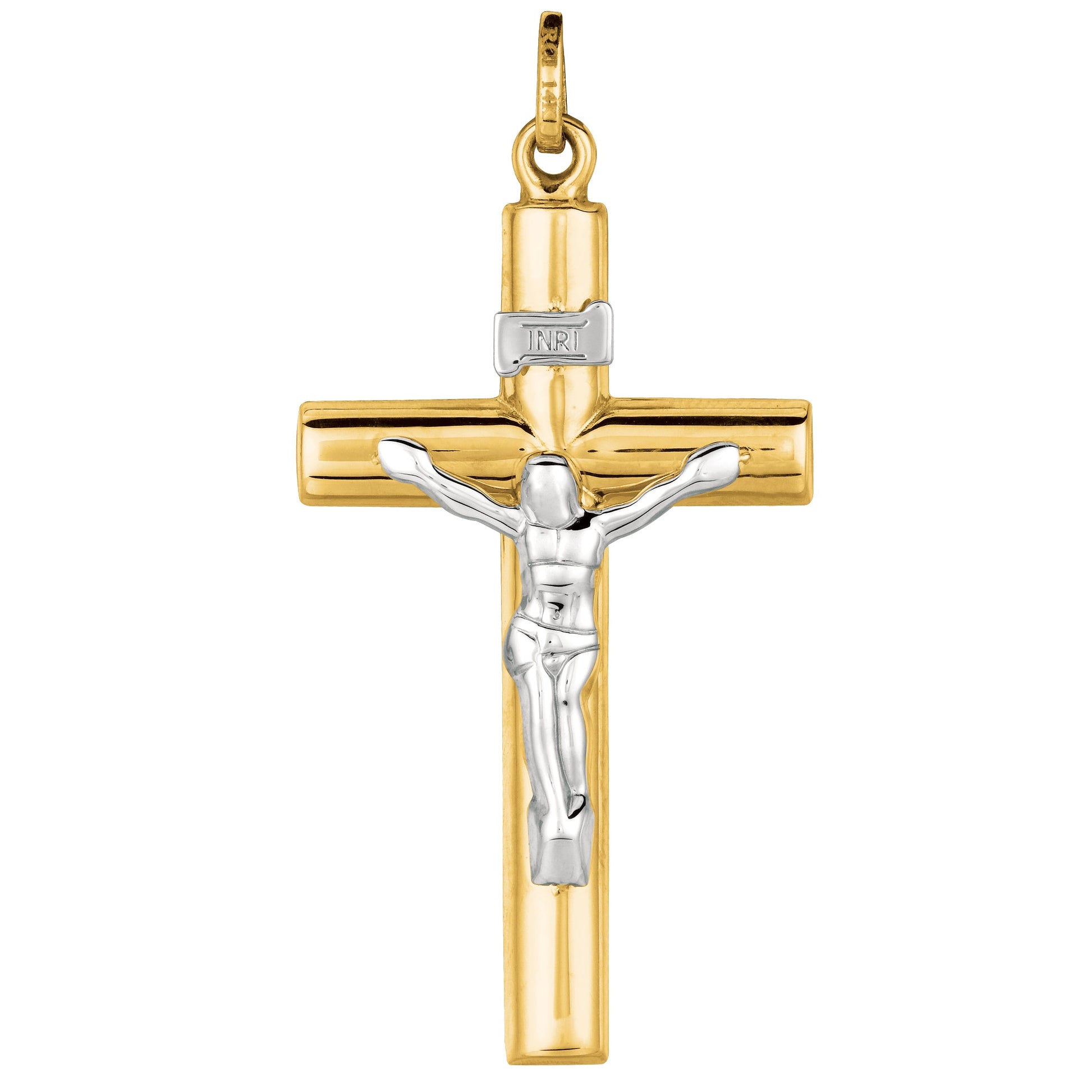 Royal Chain 14K Gold Large Domed Crucifix Cross MD210