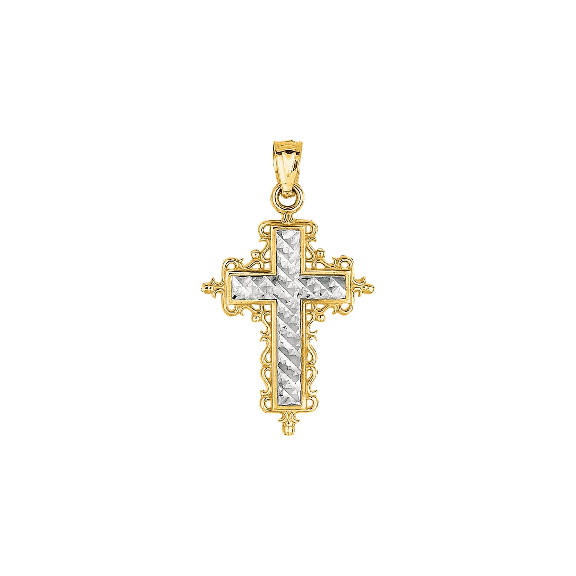 Royal Chain 14K Gold Small Diamond Cut Cross MD224