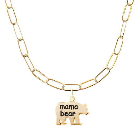 Mama Bear Necklace Set - Rhodium Plated Sterling Silver, 16" Silver