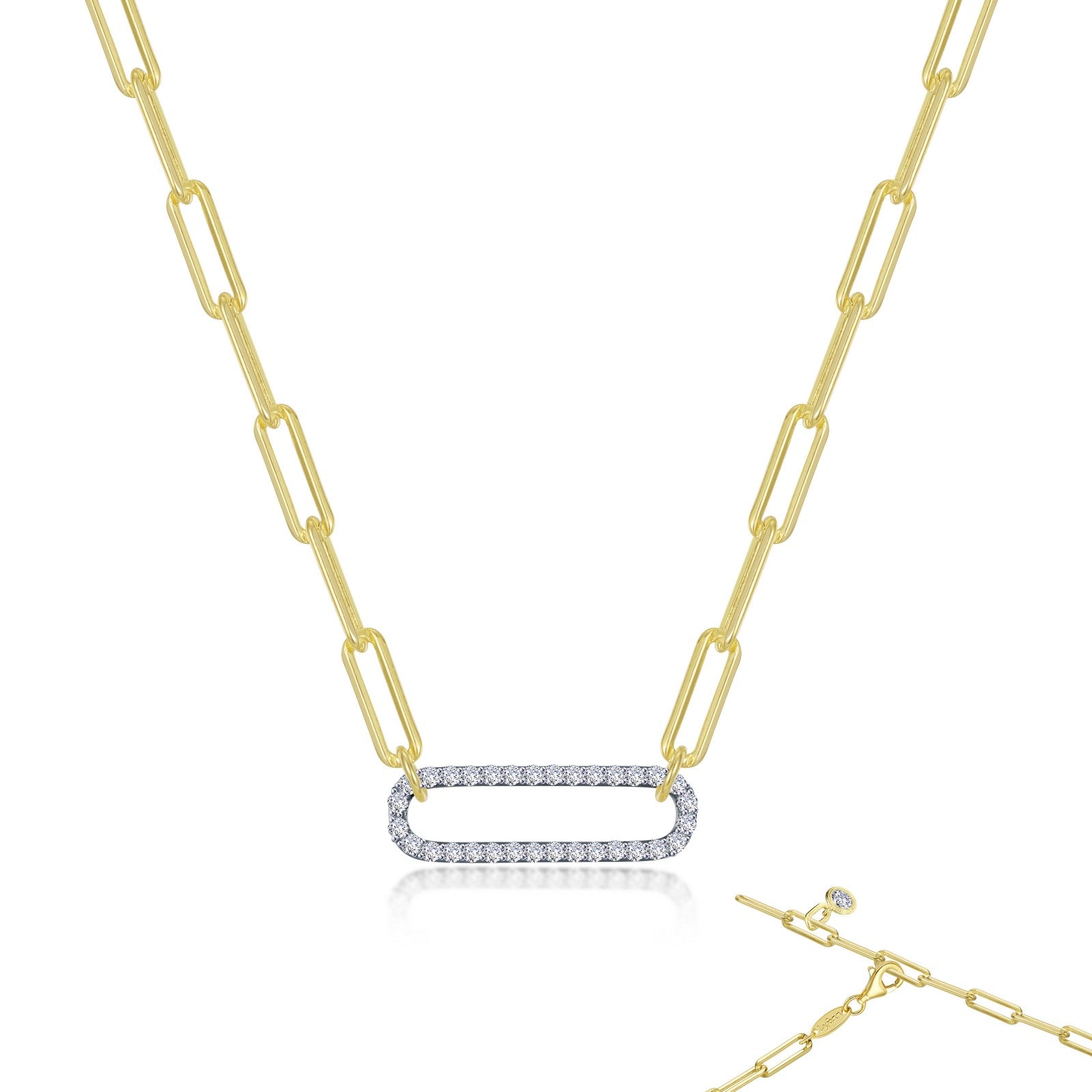 lafonn-2-tone-paperclip-necklace