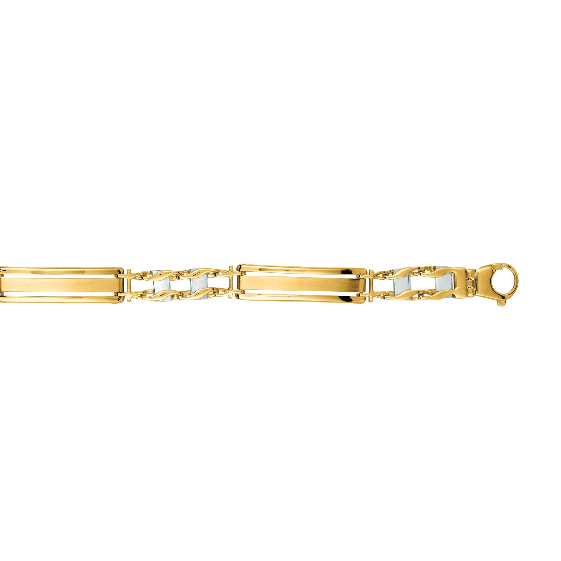 Royal Chain 14K Yellow & White Gold Railroad Link Bracelet with Lobster Clasp N1060