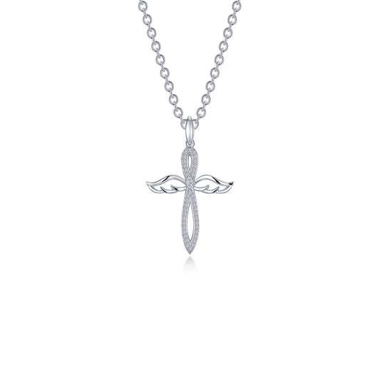Lafonn 0.74 CTW Angel Wings Cross Necklace
