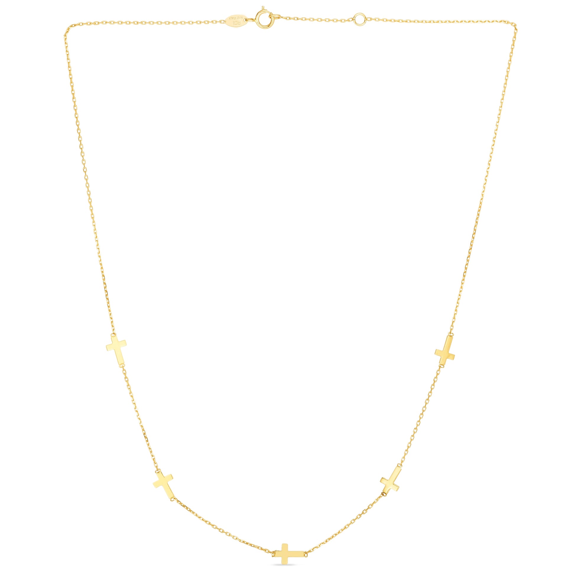Royal Chain 14K Gold Cross Station Necklace N2531