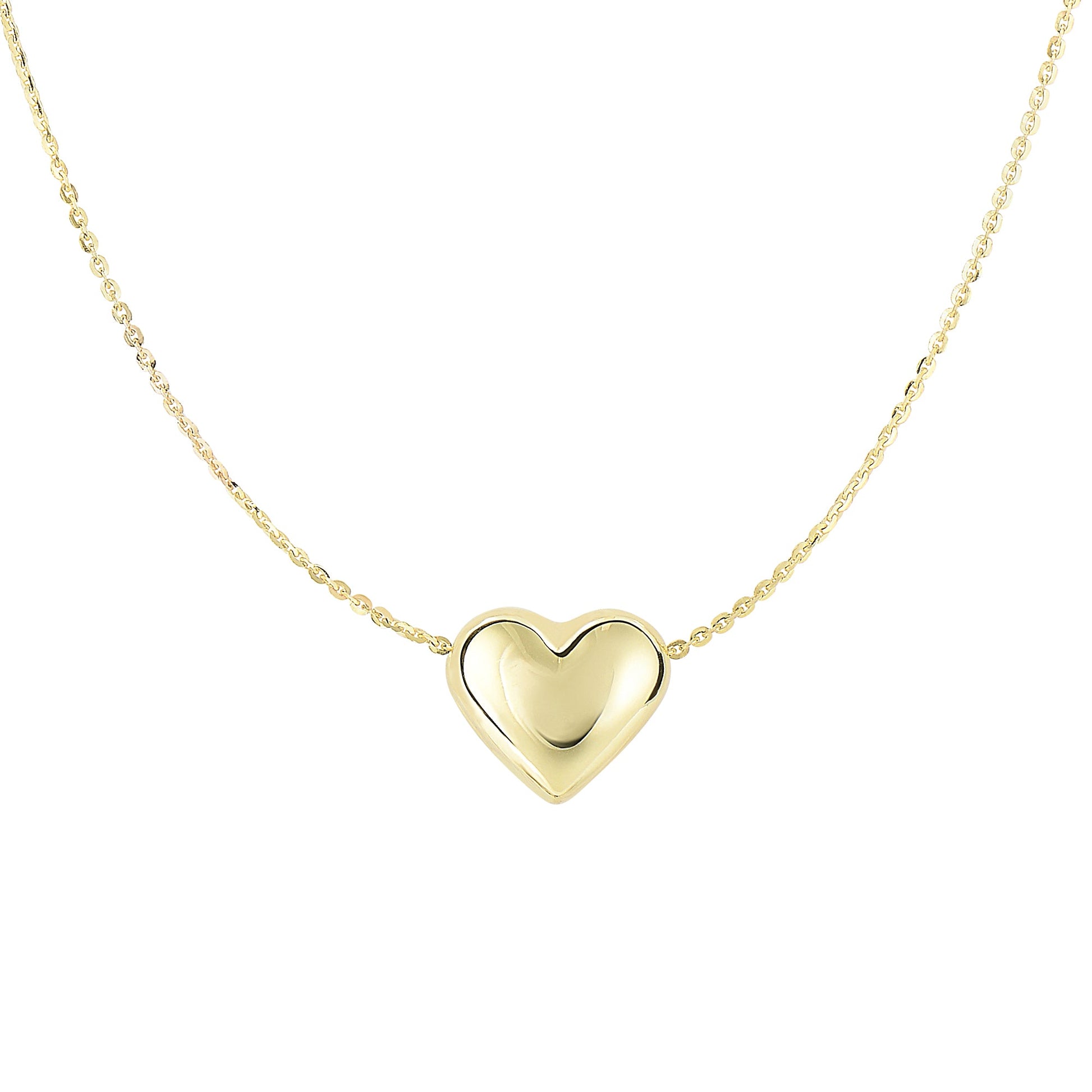 Royal Chain 14K Gold Polished Puffed Heart Necklace N2978
