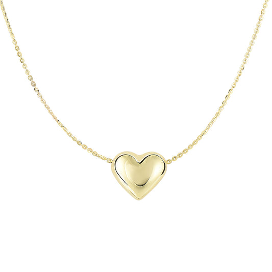 Royal Chain 14K Gold Polished Puffed Heart Necklace N2978