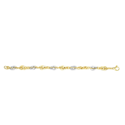 Royal Chain 14K Two-tone Gold Polished & Diamond Cut Interlocking Oval Link Chain N3269