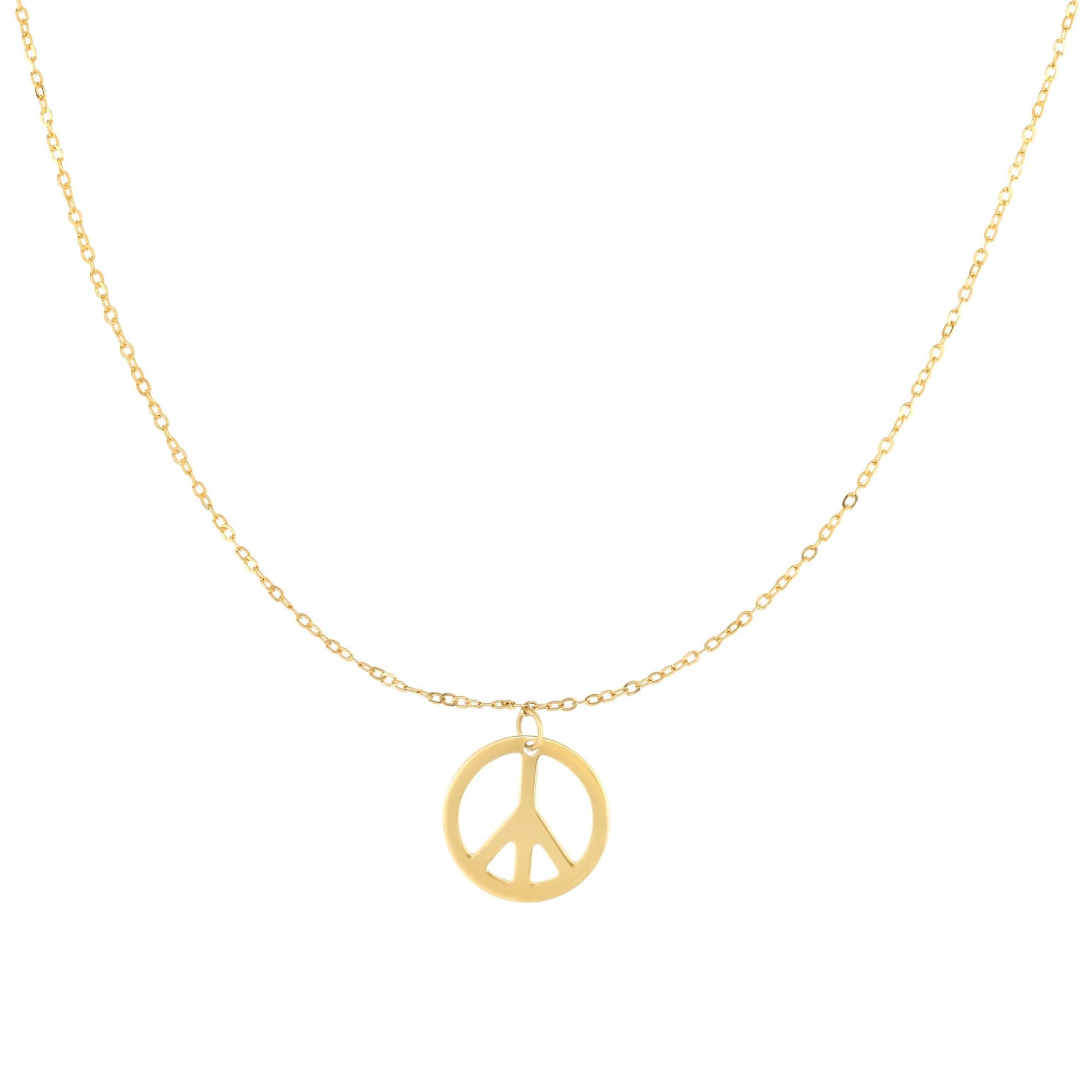 Royal Chain 14K Gold Polished Peace Sign Necklace N3652