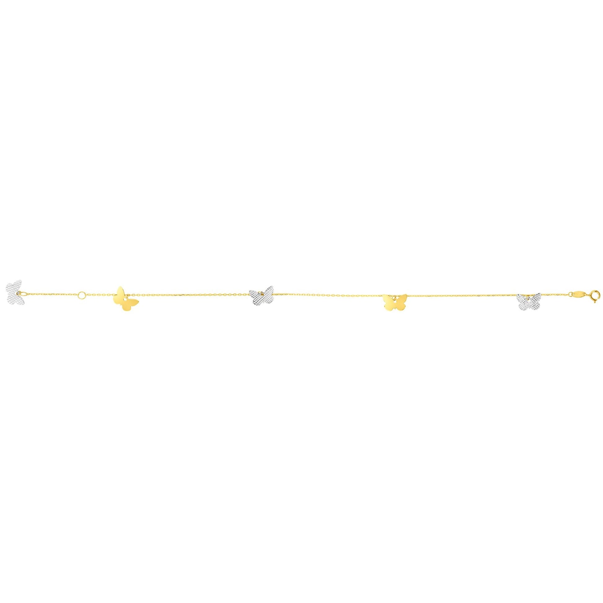 Royal Chain 14K Two-tone Gold Butterfly Anklet N3895