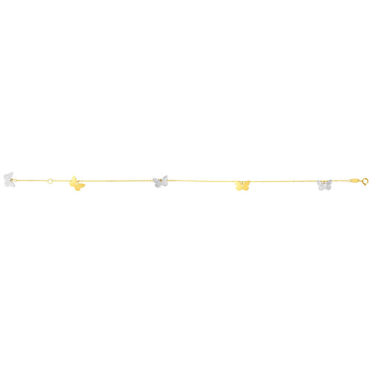 Royal Chain 14K Two-tone Gold Butterfly Anklet N3895