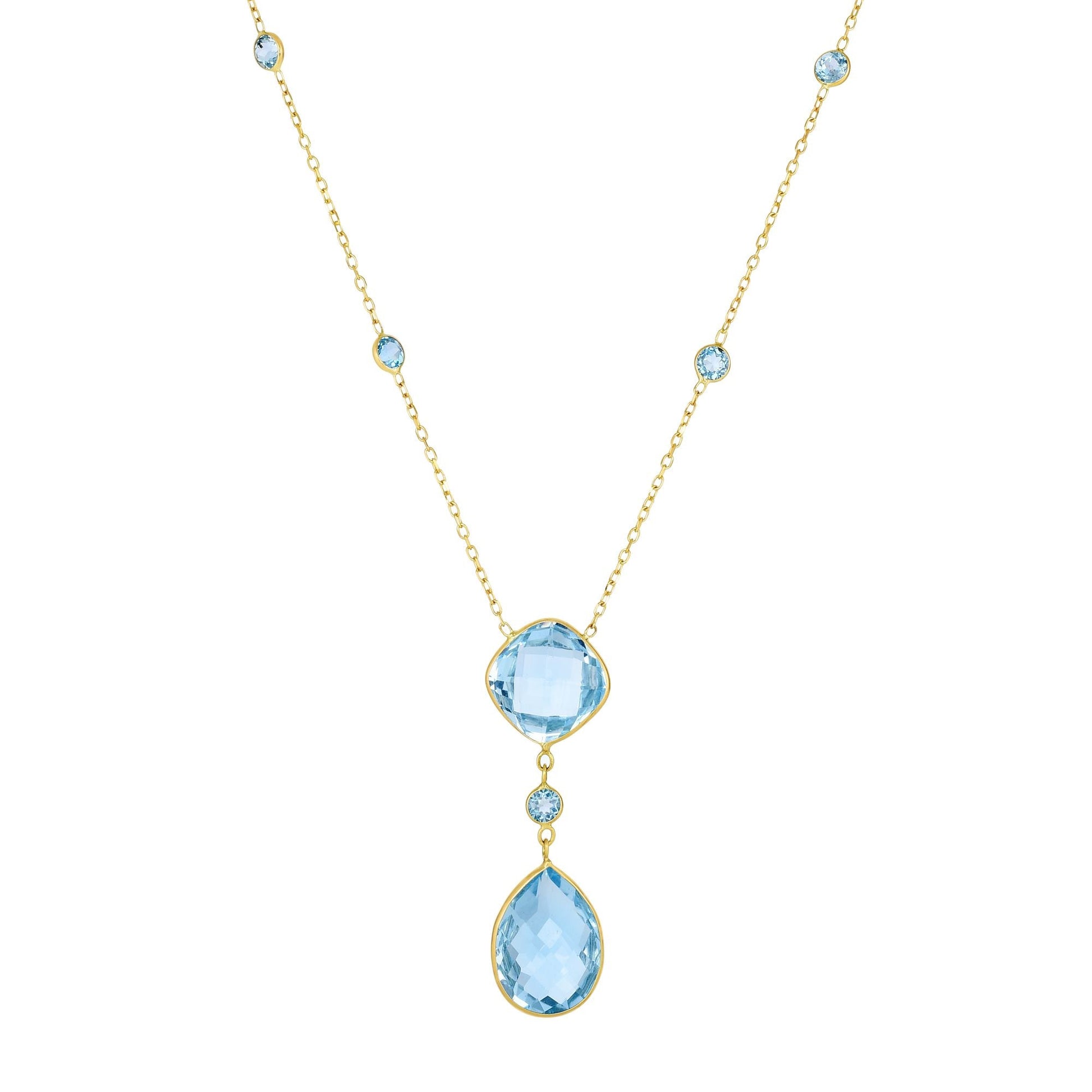 Royal Chain 14K Gold Blue Topaz Drop Necklace NCK1969