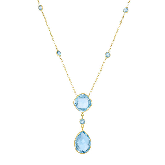 Royal Chain 14K Gold Blue Topaz Drop Necklace NCK1969