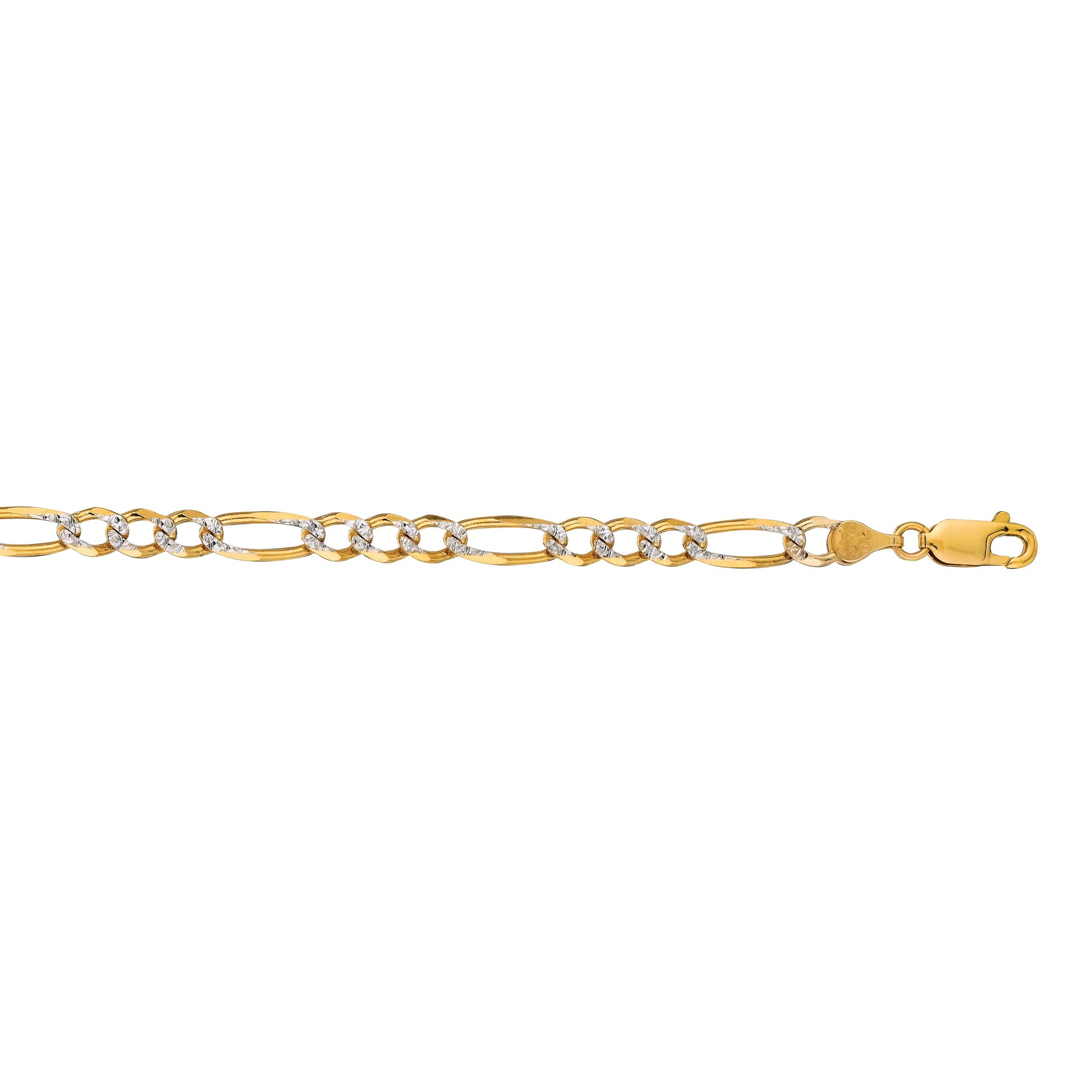 Royal Chain 14K Gold 4.75mm White Pave Figaro Chain PAVE120