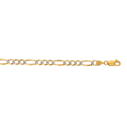 Royal Chain 14K Gold 4.75mm White Pave Figaro Chain PAVE120