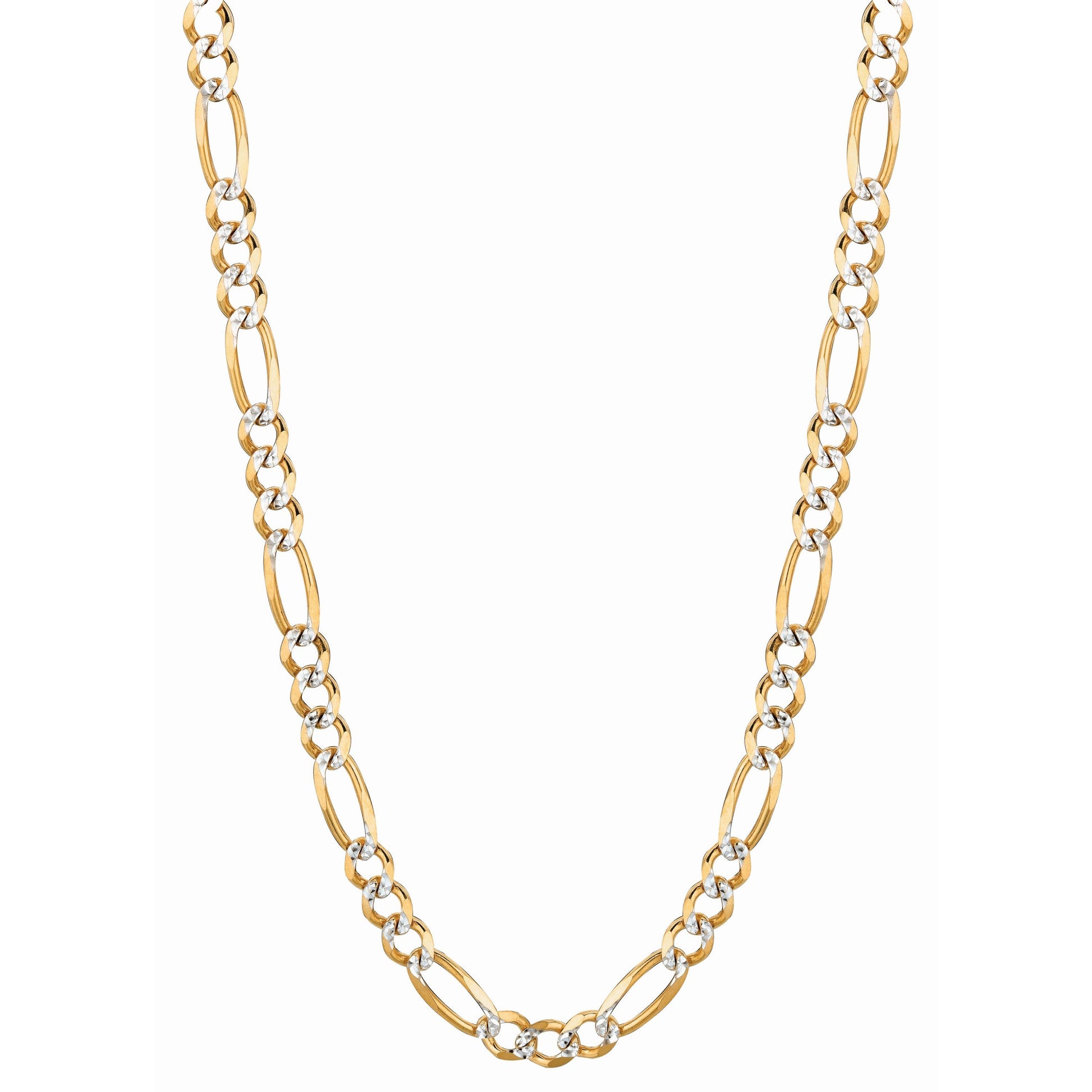 Royal Chain 14K Gold 5.8mm White Pave Figaro Chain PAVE140