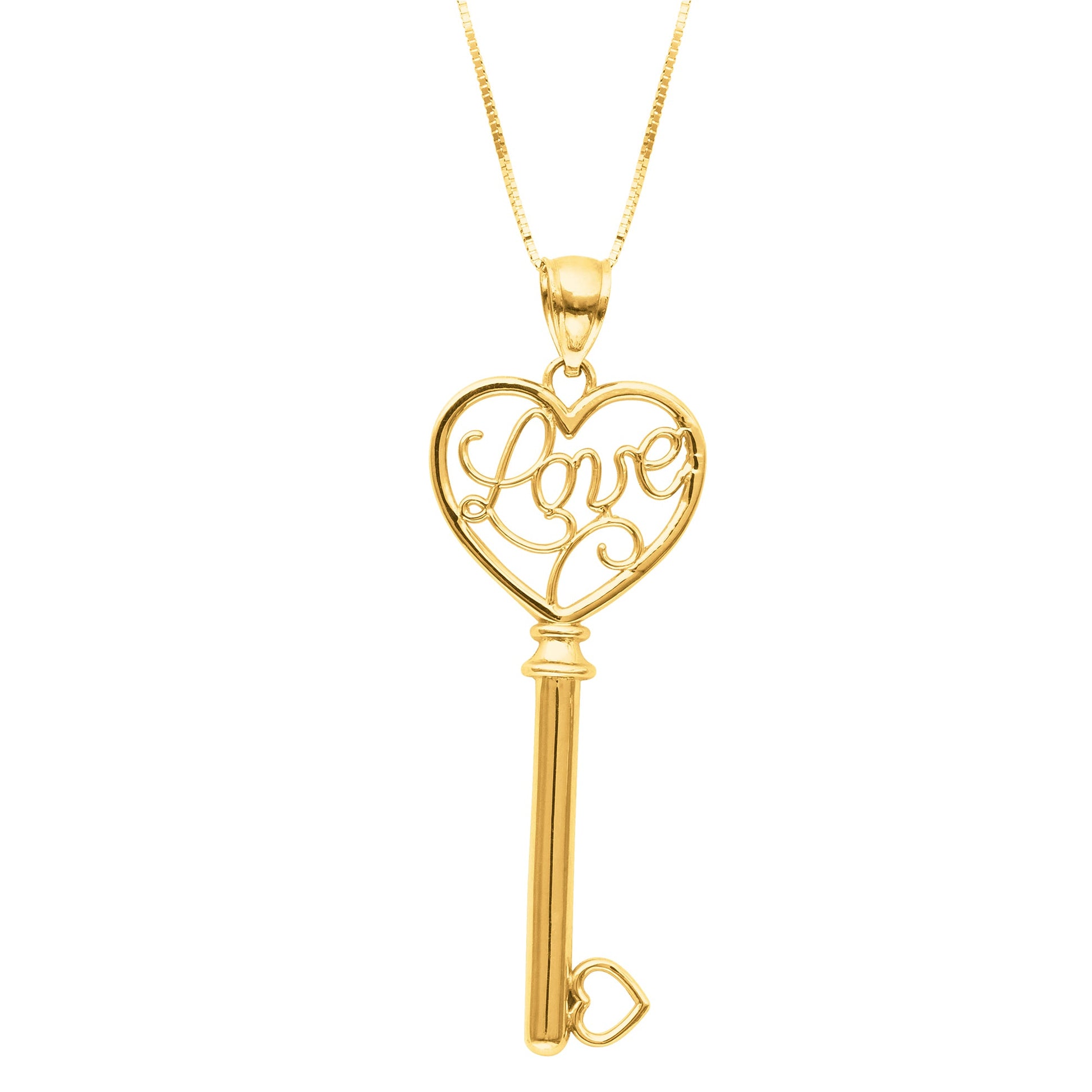Royal Chain 14K Gold Polished Love Key Necklace PD101