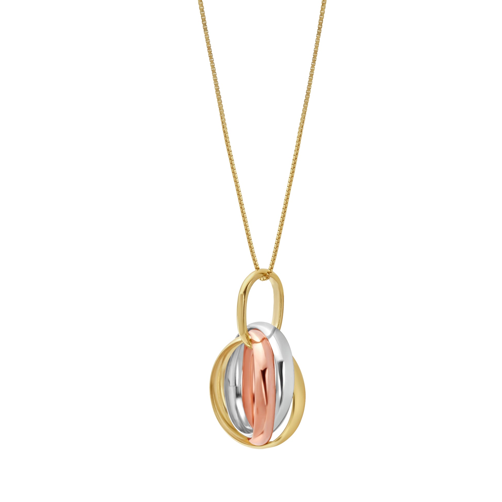 Royal Chain 14K Tri-color Gold Interlocking Rings Necklace PD1058
