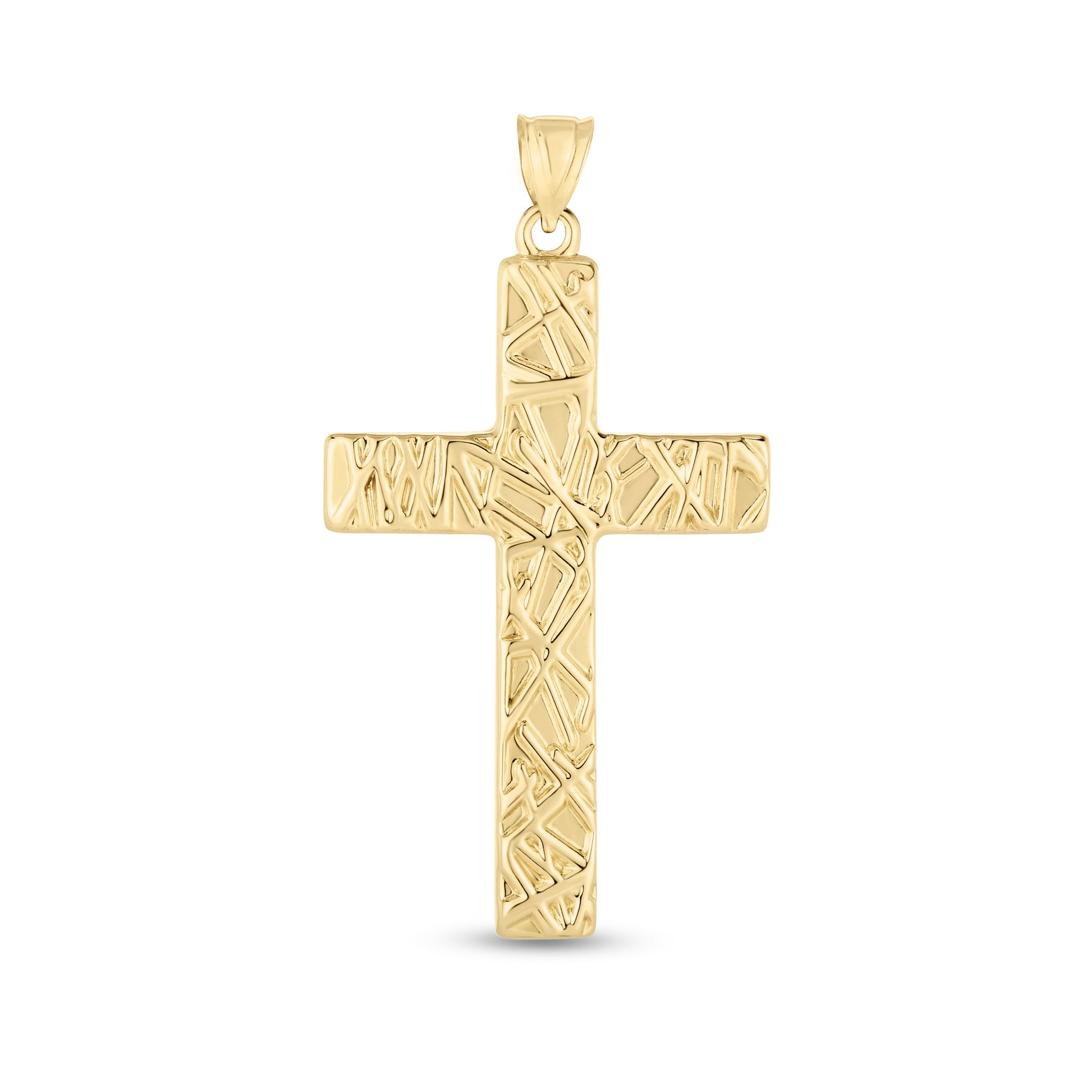 Royal Chain 14K Gold Textured Cross Pendant PD3660